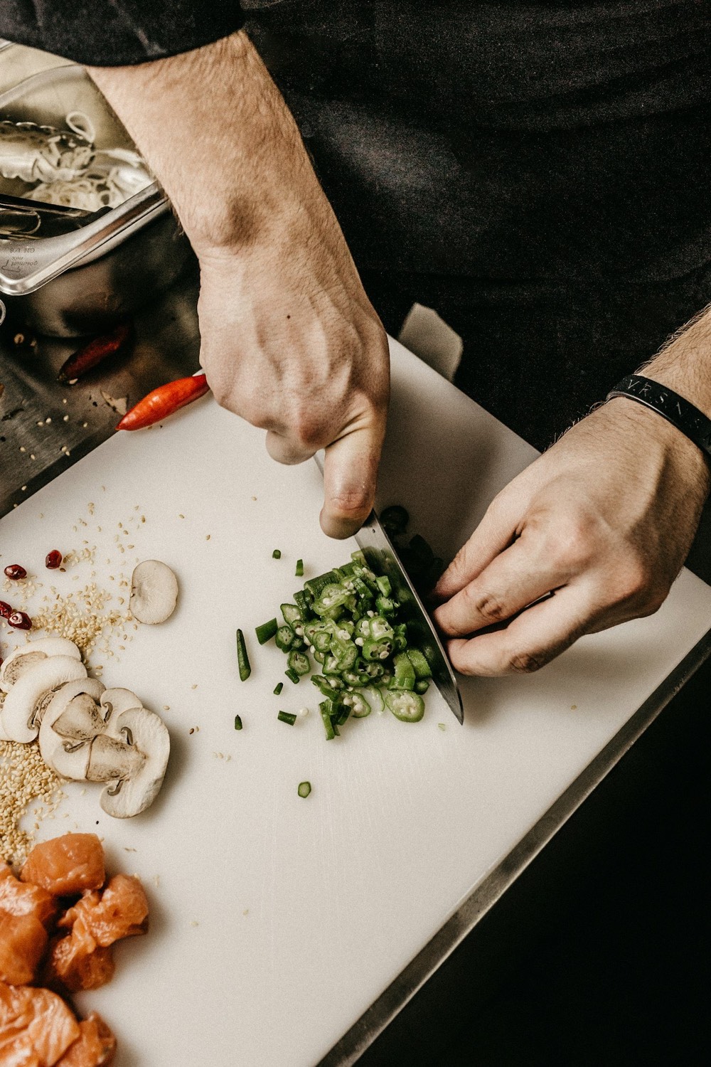Assiette gastronomique dressée, cuisine de la mer
